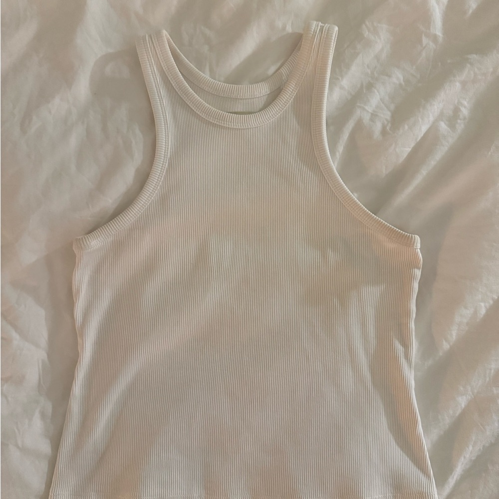 Everlane White Ribbed Tank Top